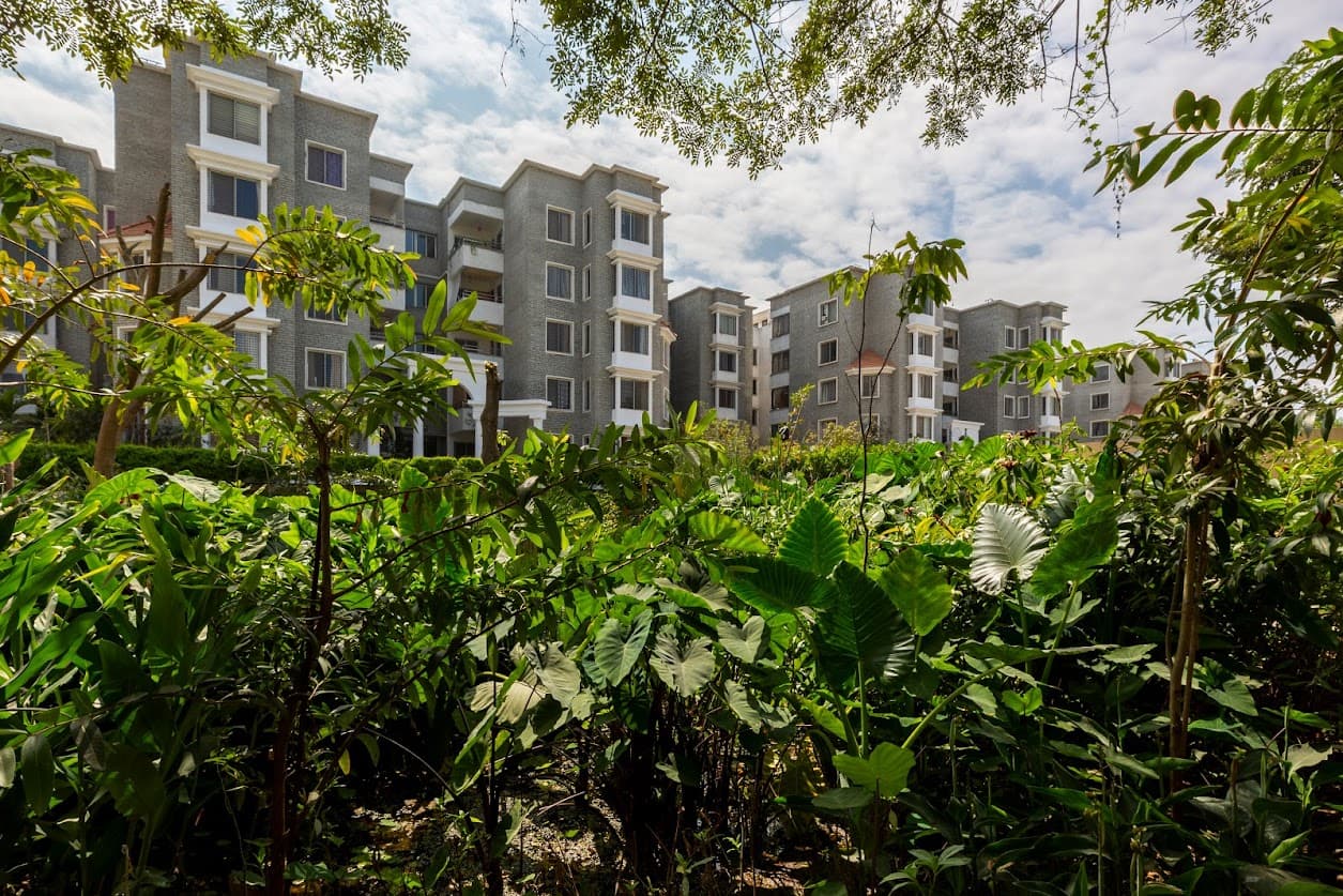 Nandi Citadel’s native trees and landscape provide a perfect example of modern eco-friendly homes in Bangalore
